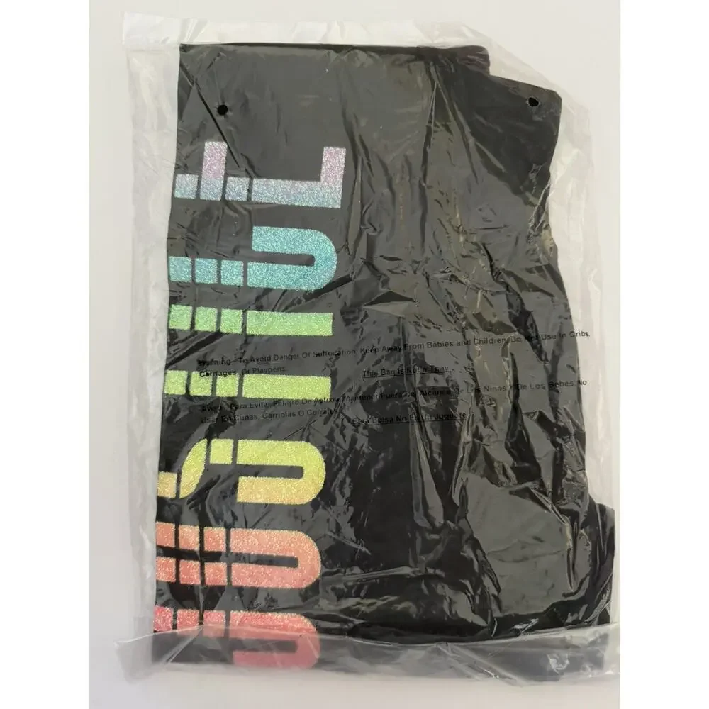 Justice Black Rainbow Sparkle Glitter High Waist Full Length Leggings Size 12